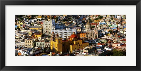 Framed High angle view of a city, Basilica of Our Lady of Guanajuato, University of Guanajuato, Guanajuato, Mexico Print
