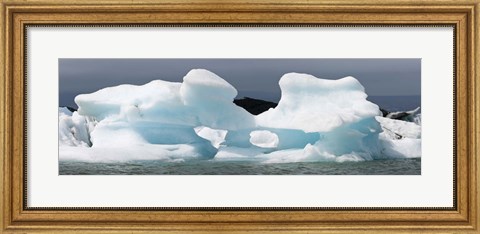 Framed Icebergs and volcanic ash, Jokulsarlon Lagoon, Iceland Print