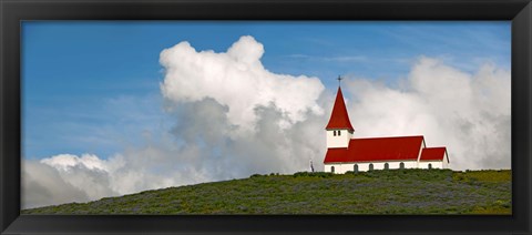 Framed Church on hill, Vik, Iceland Print