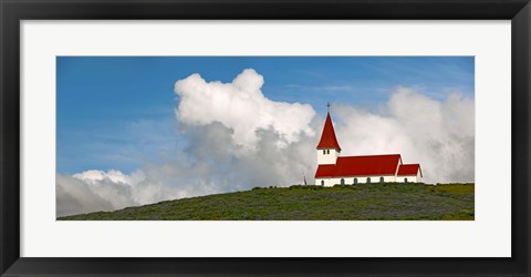 Framed Church on hill, Vik, Iceland Print