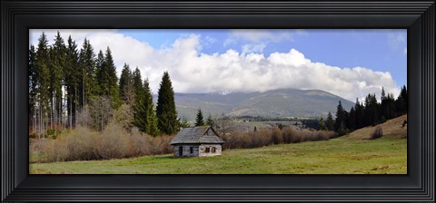 Framed Old wooden home on a mountain, Slovakia Print