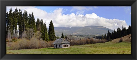 Framed Old wooden home on a mountain, Slovakia Print