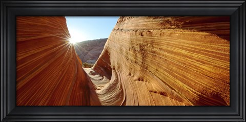 Framed Sun shining through rock formations, The Wave, Coyote Buttes, Utah, USA Print