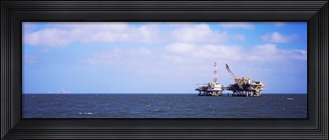 Framed Natural gas drilling platform in Mobile Bay, Alabama, USA Print