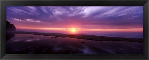 Framed Sunset over Pomponio State Park, San Mateo County, California, USA Print