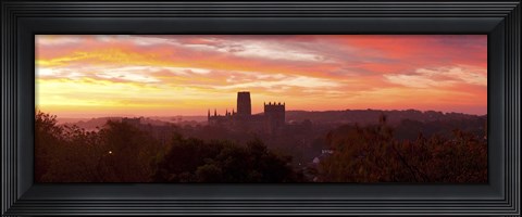 Framed Durham Cathedral view from Wharton Park at sunrise, Durham, County Durham, England Print