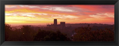 Framed Durham Cathedral view from Wharton Park at sunrise, Durham, County Durham, England Print