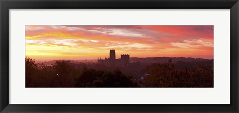 Framed Durham Cathedral view from Wharton Park at sunrise, Durham, County Durham, England Print