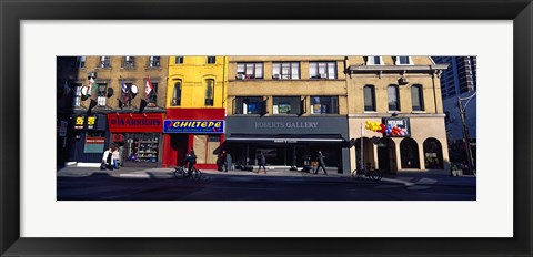 Framed Stores at the roadside in a city, Toronto, Ontario, Canada Print