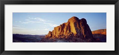 Framed Red rock at summer sunset, Valley Of Fire State Park, Nevada, USA Print