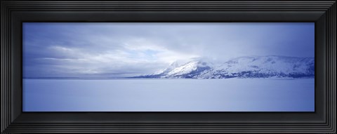 Framed Frozen Jackson Lake in winter, Grand Teton National Park, Wyoming, USA Print