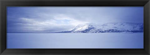 Framed Frozen Jackson Lake in winter, Grand Teton National Park, Wyoming, USA Print