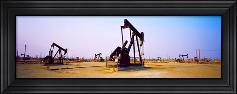 Framed Oil wells in oil field, California State Route 46, California, USA Print