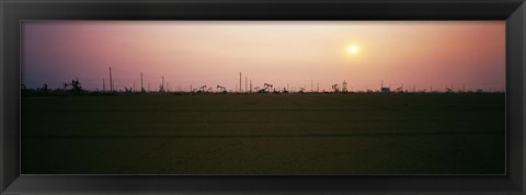 Framed Oil field at sunset, California State Route 46, California, USA Print