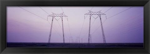 Framed Electric towers at sunset, California, USA Print