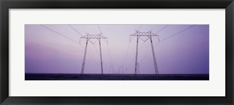 Framed Electric towers at sunset, California, USA Print