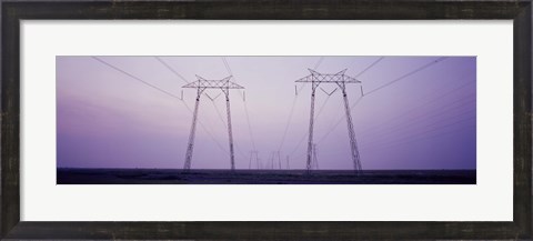 Framed Electric towers at sunset, California, USA Print