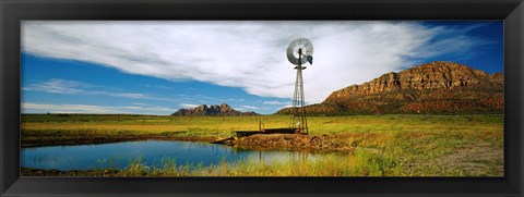 Framed Solitary windmill near a pond, U.S. Route 89, Utah Print