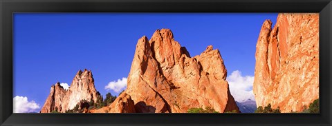 Framed Low angle view of rock formations, Garden of The Gods, Colorado Springs, Colorado, USA Print