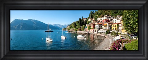 Framed Early evening view of waterfront at Varenna, Lake Como, Lombardy, Italy Print