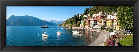 Framed Early evening view of waterfront at Varenna, Lake Como, Lombardy, Italy Print