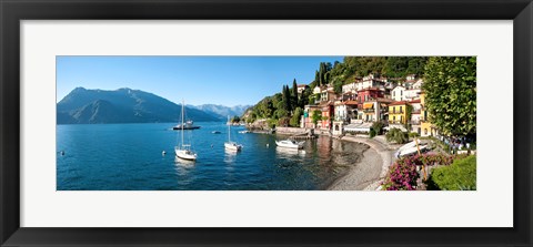 Framed Early evening view of waterfront at Varenna, Lake Como, Lombardy, Italy Print