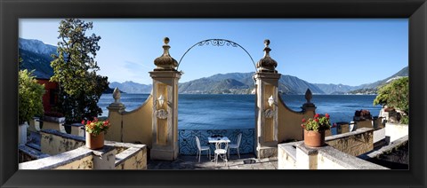 Framed View of Lake Como from a patio, Varenna, Lombardy, Italy Print