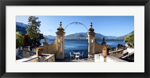 Framed View of Lake Como from a patio, Varenna, Lombardy, Italy Print