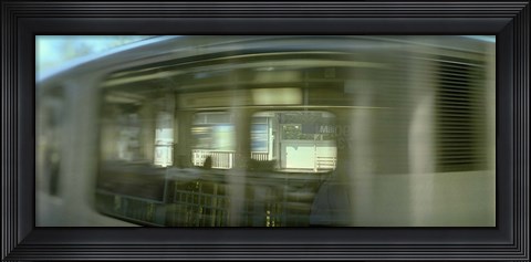 Framed Train at railroad station platform, Evanston, Cook County, Illinois, USA Print