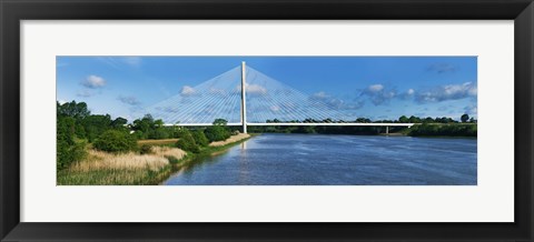Framed Cable stayed bridge across a river, River Suir, Waterford, County Waterford, Republic of Ireland Print