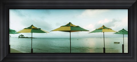 Framed Beach umbrellas, Morro De Sao Paulo, Tinhare, Cairu, Bahia, Brazil Print