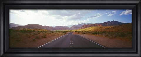 Framed Road passing through mountains, Calico Basin, Red Rock Canyon National Conservation Area, Las Vegas, Nevada, USA Print