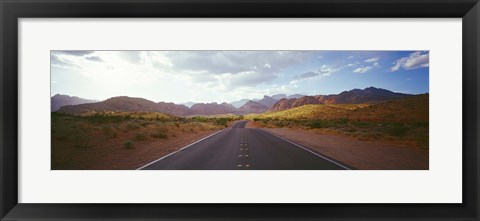 Framed Road passing through mountains, Calico Basin, Red Rock Canyon National Conservation Area, Las Vegas, Nevada, USA Print