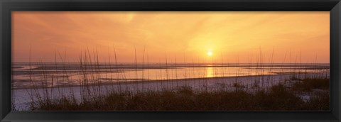 Framed Sea at dusk, Gulf of Mexico, Tigertail Beach, Marco Island, Florida, USA Print