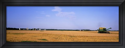 Framed Combine in a field, Marion County, Illinois, USA Print