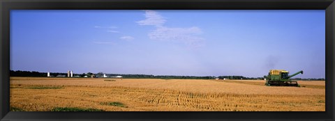 Framed Combine in a field, Marion County, Illinois, USA Print