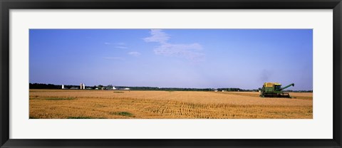 Framed Combine in a field, Marion County, Illinois, USA Print