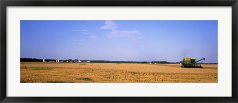 Framed Combine in a field, Marion County, Illinois, USA Print