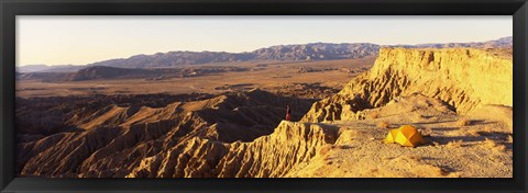 Framed Person Camping on Cliff, Anza Borrego Desert State Park, California Print