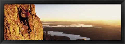 Framed USA, Wyoming, Grand Teton Park, climber Print