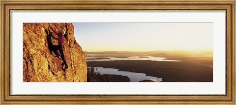 Framed USA, Wyoming, Grand Teton Park, climber Print