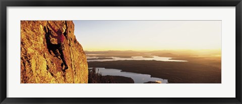 Framed USA, Wyoming, Grand Teton Park, climber Print