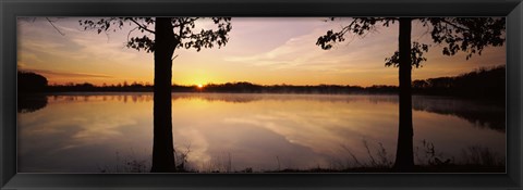 Framed Lake at sunrise, Stephen A. Forbes State Recreation Area, Marion County, Illinois, USA Print