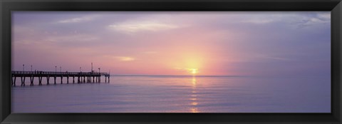 Framed Pier in the ocean at sunset, Caspersen Beach, Sarasota County, Venice, Florida, USA Print