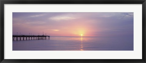 Framed Pier in the ocean at sunset, Caspersen Beach, Sarasota County, Venice, Florida, USA Print