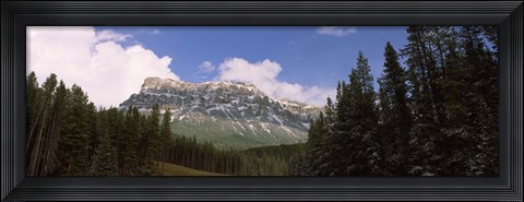 Framed Low angle view of a mountain, Protection Mountain, Bow Valley Parkway, Banff National Park, Alberta, Canada Print