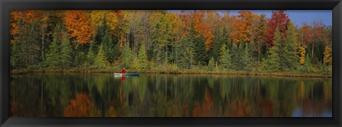 Framed Reflection of trees in water, near Antigo, Wisconsin, USA Print