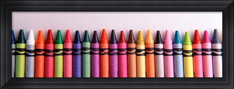 Framed Close-up of assorted wax crayons Print