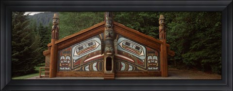 Framed Facade of a Clan House, Totem Bight State Historical Park, Ketchikan, Alaska, USA Print