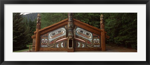 Framed Facade of a Clan House, Totem Bight State Historical Park, Ketchikan, Alaska, USA Print